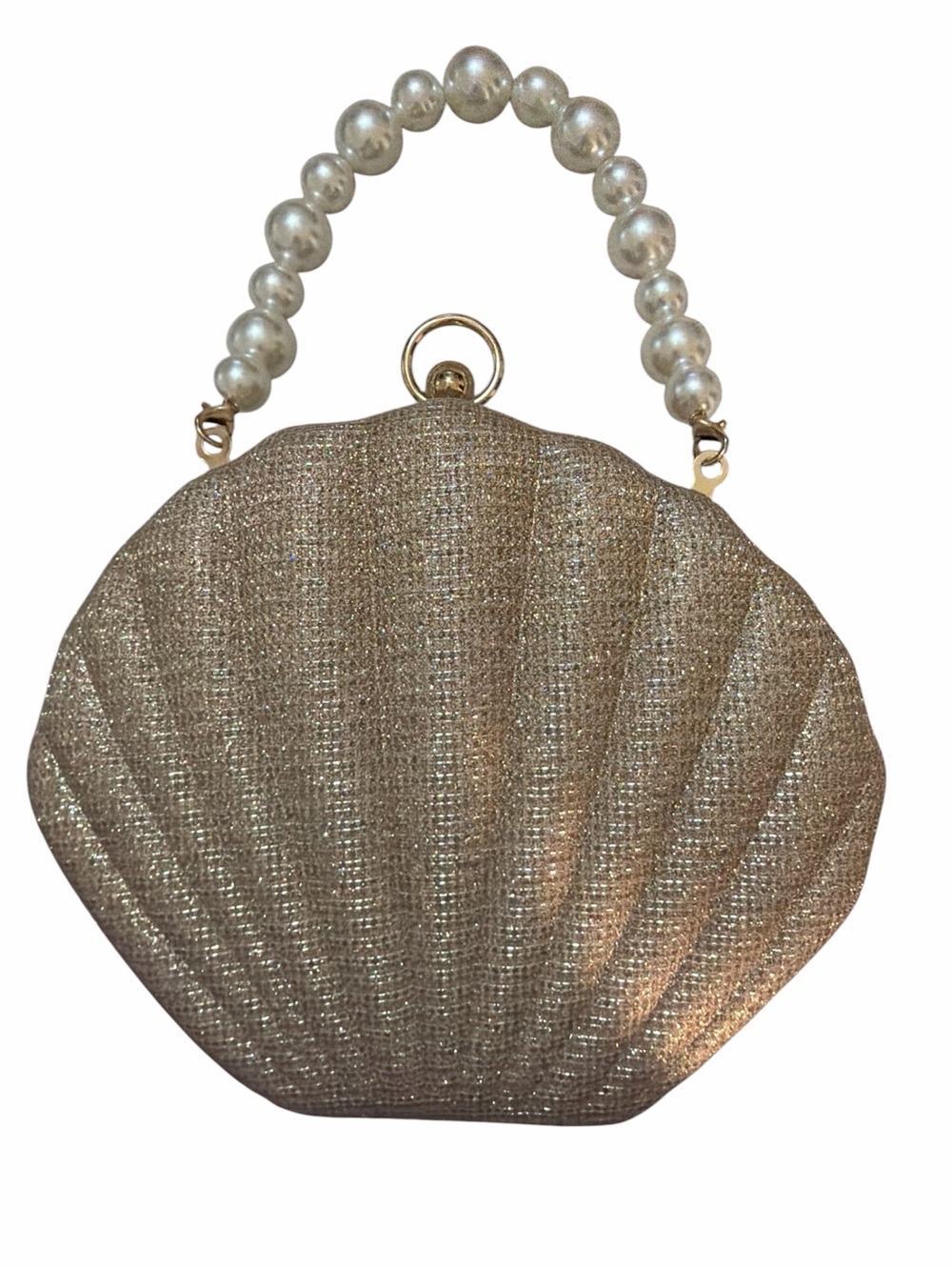 Pearl-Handle Gold Shell Evening Clutch NWOT